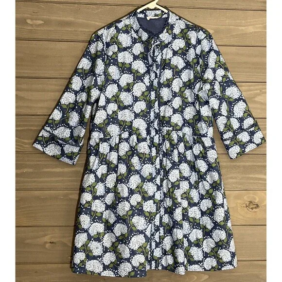 Shop The Mint Always The One Blue Hydrangea Dress Womens L Preppy Classic - Picture 4 of 10